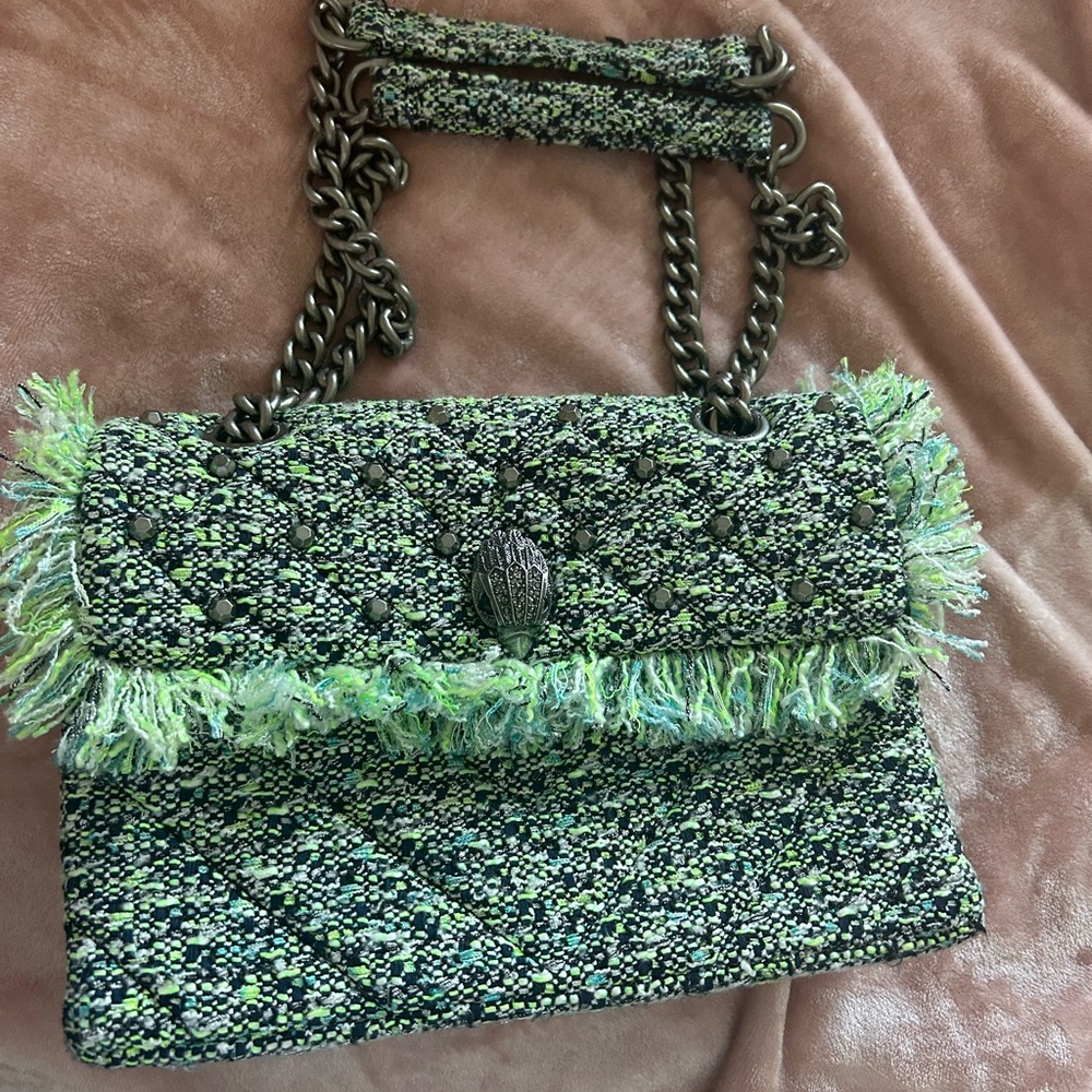 Kurt Geiger Green Tweed Shoulder Bag